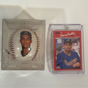 Dave Justice 1990 Donruss Rookie Card & Braves Fotoball Baseball Set